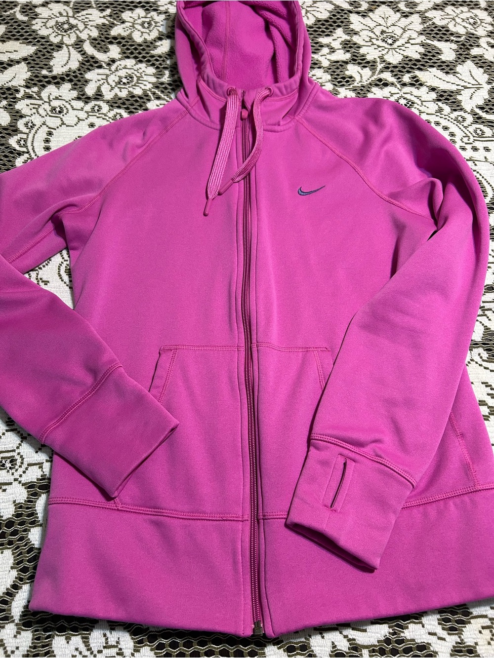 Nike Magenta Zip Hoodie with Navy Swoosh - Picture 13 of 13